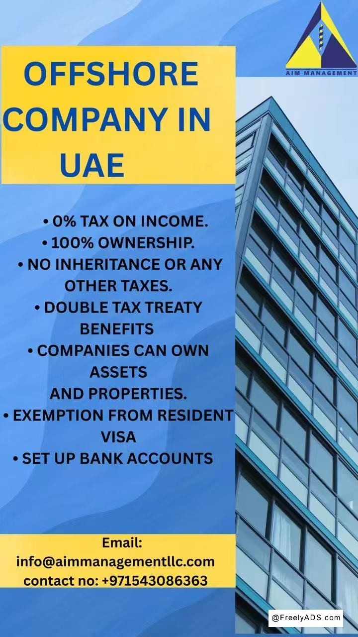 USD2100 UAE OFFSHORE COMPANY LICENSE AND GUARANTEE BANK ACCOUNT