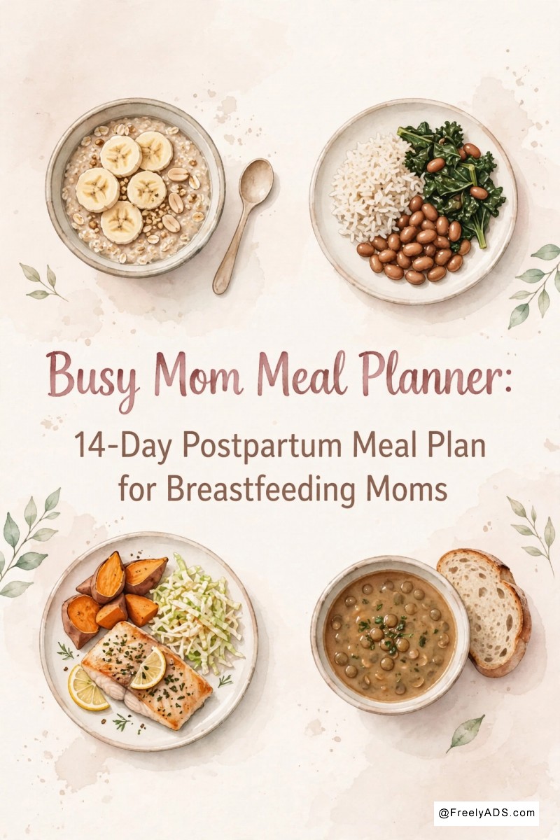 Busy Mom Meal Planner 14 Day Postpartum Meal Plan for Breastfeedi