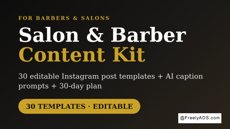 Salon & Barber Content Kit - Social Posts, Captions & AI Prompts